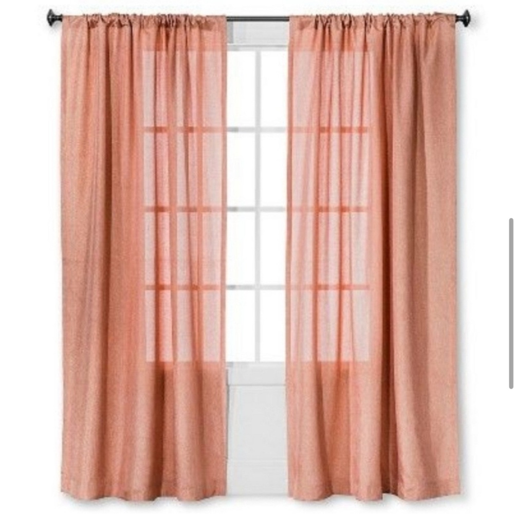 Threshold Peach Coral Pink Semi Sheer Curtains Lightweight Home Decor Accents